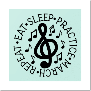 Eat Sleep Practice March Repeat Marching Band Cute Funny Posters and Art